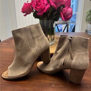 Toms Taupe Perforated Ankle Booties